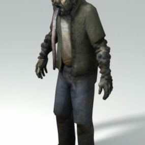 4д модель зомби-курильщика из Left 3 Dead