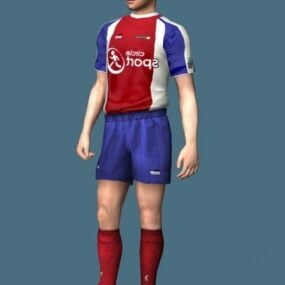 Fotbollsspelare Rigged Karaktär 3d-modell