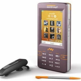 Sony Ericsson Phone With Bluetooth Headset 3d model