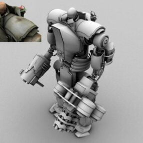 Modello 3d del personaggio robot marino pesante spaziale