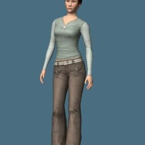 Sportive Woman Standing Rigged 3d model