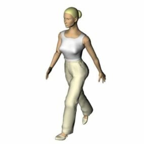 Character Sports Woman In Undershirt And Pants 3d model