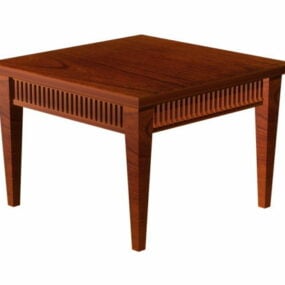 Square Wood Dining Table 3d model