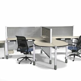 Stainless Steel Office Workstation 3d model