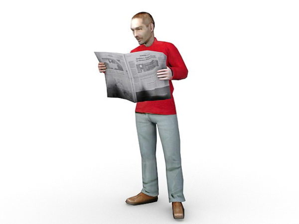 يقف رجل قراءة جريدة