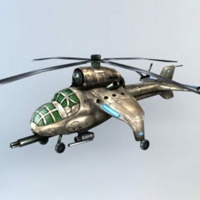 Steampunk Military Helicopter 3d-model