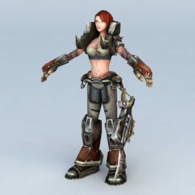 Steampunk Warrior Girl 3d-modell
