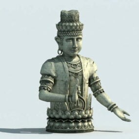 דגם תלת מימד של פסל בודהה מאבן