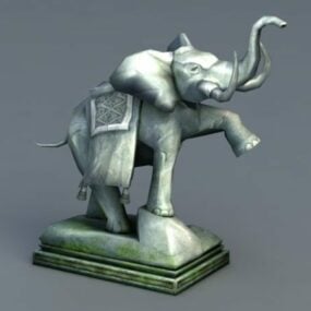 Model 3d Patung Gajah Batu