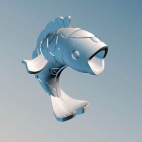 Patung Ikan Batu model 3d