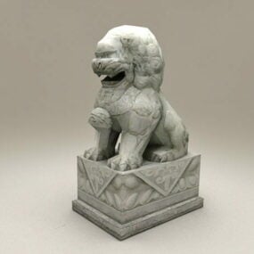 Chinese Lion Statue Stone 3d model