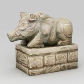 דגם תלת מימד של פסל חזיר אבן