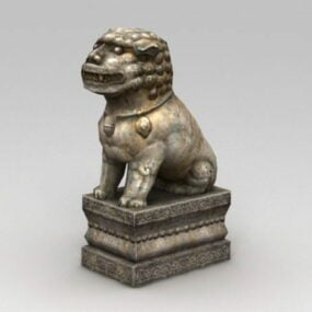 Stone Temple Lion 3d-modell