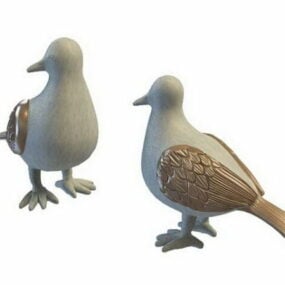 돌 비둘기 동상 장식 3d 모델