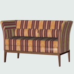 Striped Fabric Couch 3d model