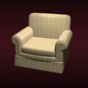 3д модель полосатого дивана-кресла