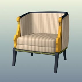 Striped Upholstered Chair 3d model