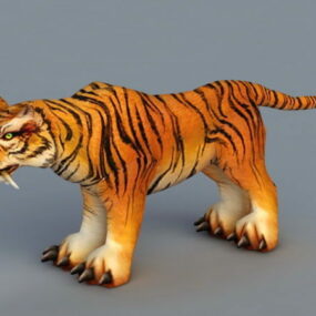 Modelo 3d de cabeça de tigre montada