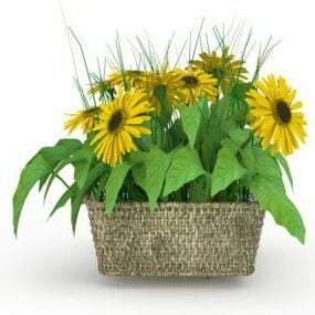 Sunflowers In Basket 3d model