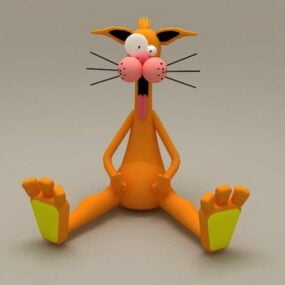 Surprised Cat Cartoon 3d model