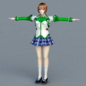 โมเดล 3 มิติของ Anime School Girl อันแสนหวาน