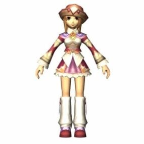 Süßes Anime-Mädchen-Konzept-Charakter-3D-Modell