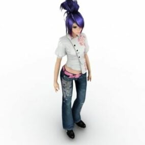 Model 3D azjatyckiej słodkiej dziewczyny