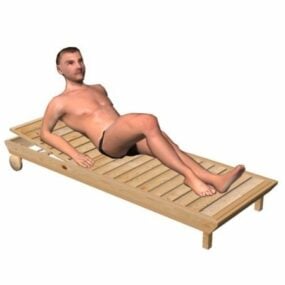 Nhân vật người đàn ông bơi lội nằm trên ghế nắng mô hình 3d