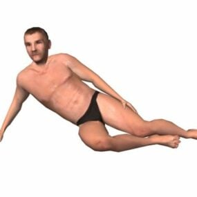 Karakter Pakaian Renang Pria Berbaring Di Pantai model 3d