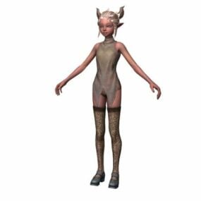 Dívka Warrior herní postava 3D model