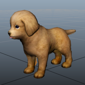 Personnage de chien chiot beige modèle 3D