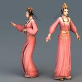 3д модель танцовщицы династии Тан, анимация