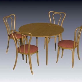 椅子付きティーテーブル3Dモデル