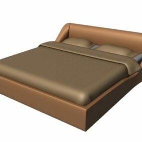 3D-Modell eines Doppelbetts aus Teakholz