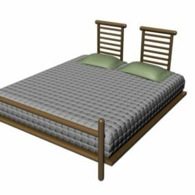 Tik Ahşap Yatak Yatağı 3d modeli