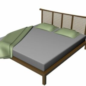 Teak Wood Platform Bed 3d model