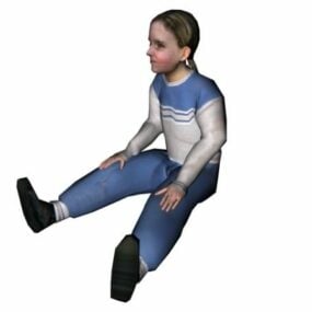 3D модель персонажа-подростка, сидящего