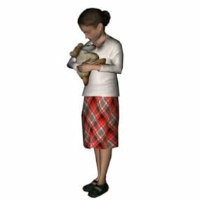 Character Teenage Girl Holding Toy 3d model