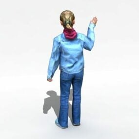 手を振る十代の少女3Dモデル