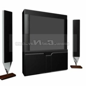 Room Television And Speakers Device 3d model