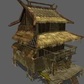 Maison au toit de chaume modèle 3D