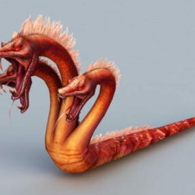 Tříhlavý 3D model hada