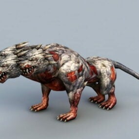 3D model tříhlavého vlka