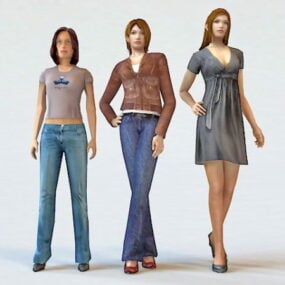Drei trendige Frauen 3D-Modell