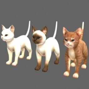 Drie kattendieren 3D-model