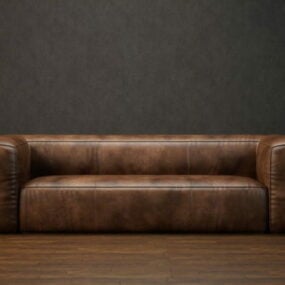 3д модель трехместного кожаного дивана