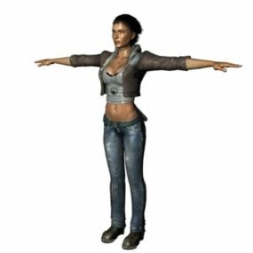Tough Woman Cop Standing Character 3d model