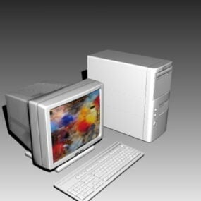 تاور کامپیوتر با مانیتور مدل سه بعدی