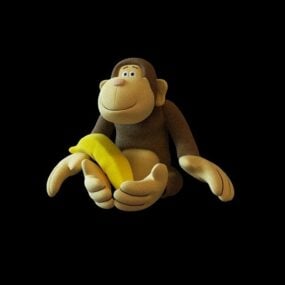 קוף צעצוע עם בננה דגם תלת מימד