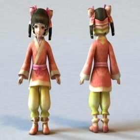 中国传统幼儿女孩3d模型